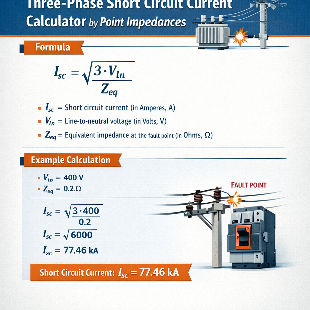 Calculadora de corriente de cortocircuito trifasica por impedancias en punto: quick guide