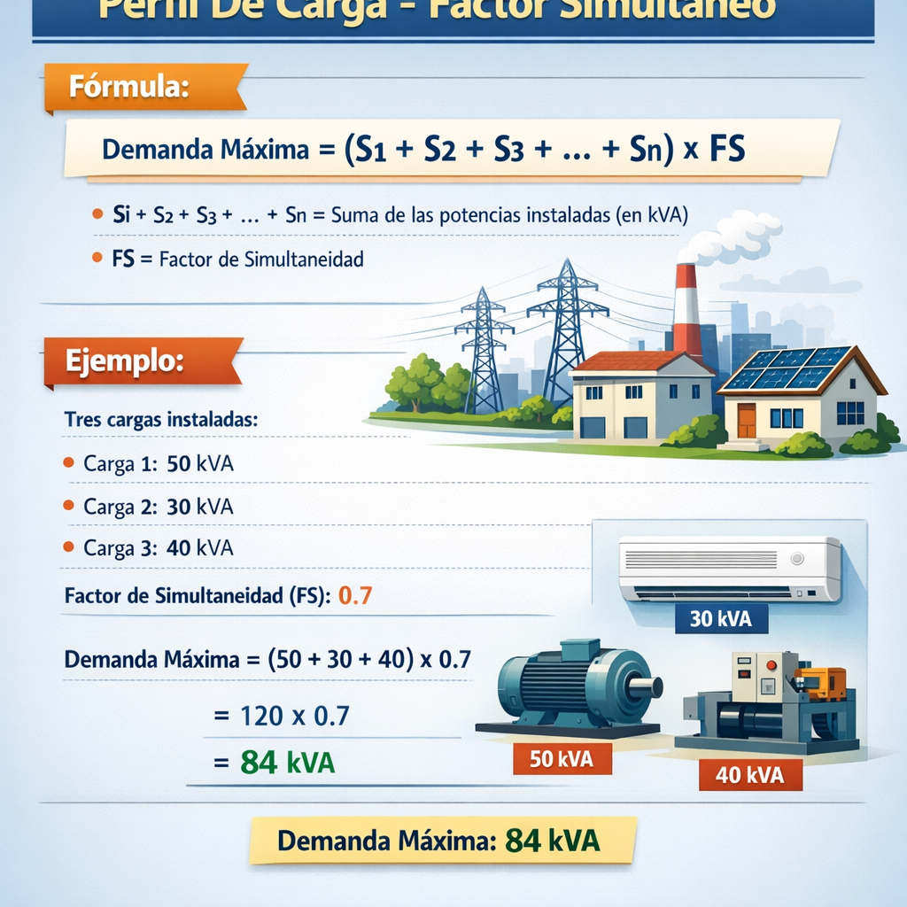 Calculadora de demanda electrica maxima perfil de carga factor simultaneo para instalaciones