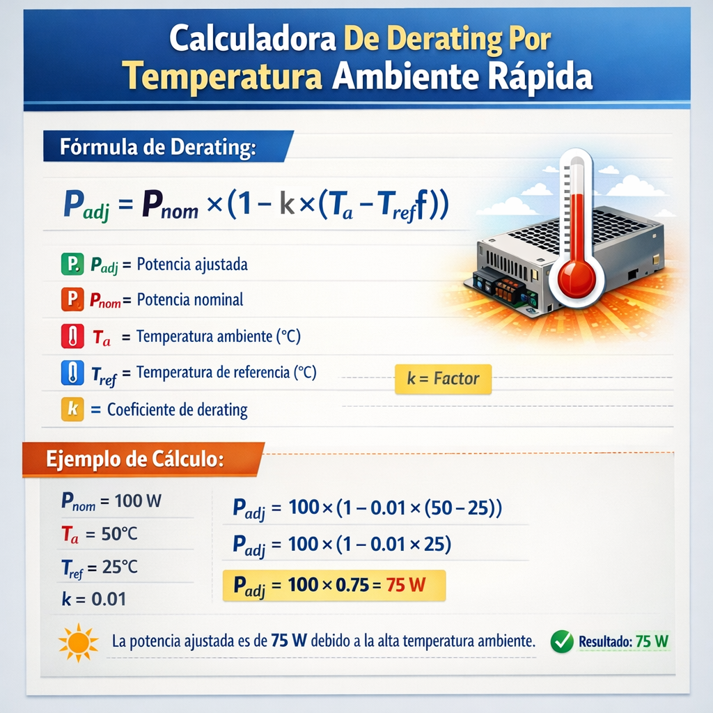 Calculadora de derating por temperatura ambiente rapida para equipos eléctricos