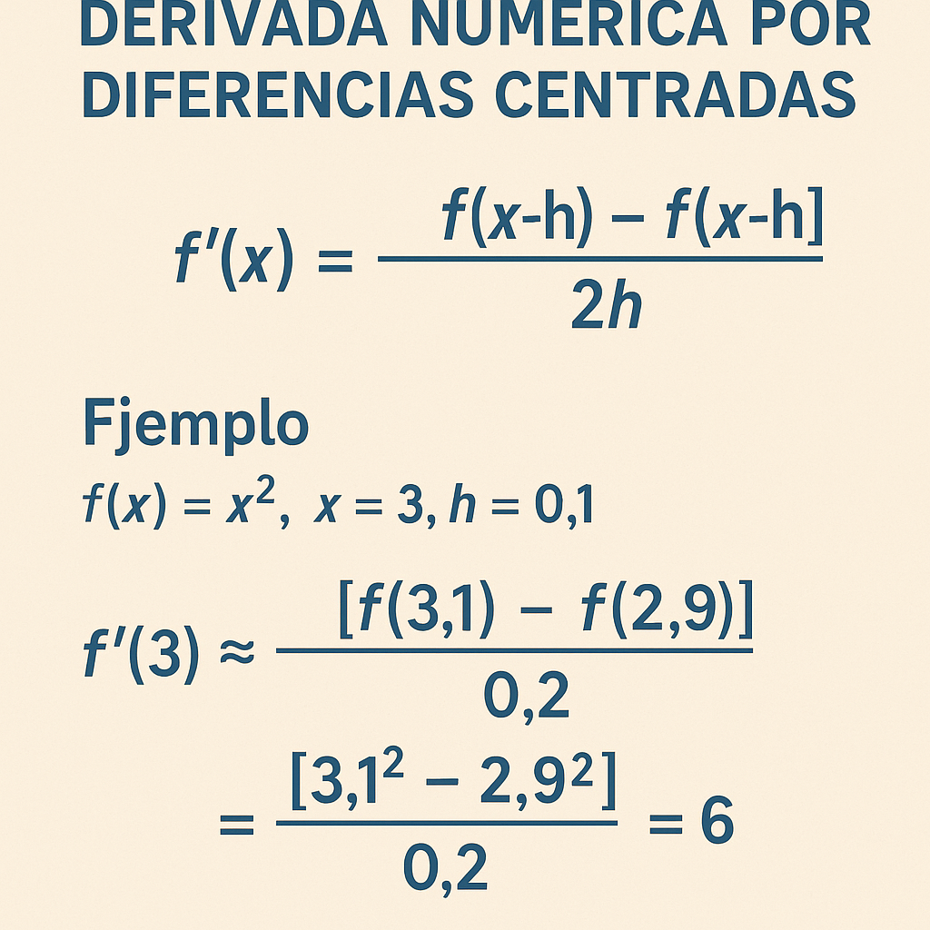 Calculadora de derivada numerica por diferencias centradas para funciones reales