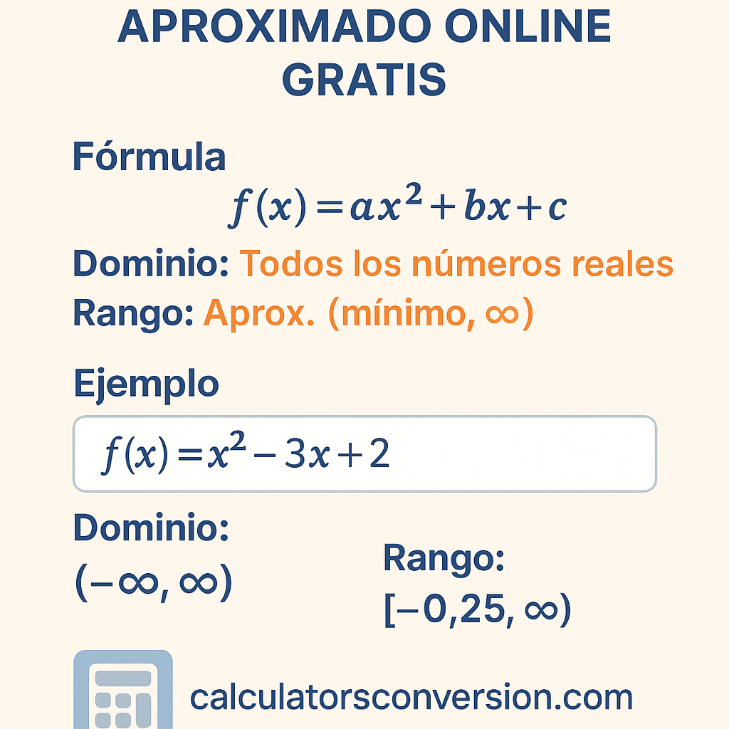 Calculadora de dominio y rango aproximado online gratis para funciones reales
