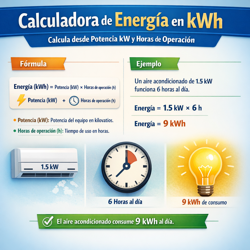 Calculadora De Energia En Kwh Calcula Desde Potencia Kw Y Horas De Operacion Fácil y Precisa