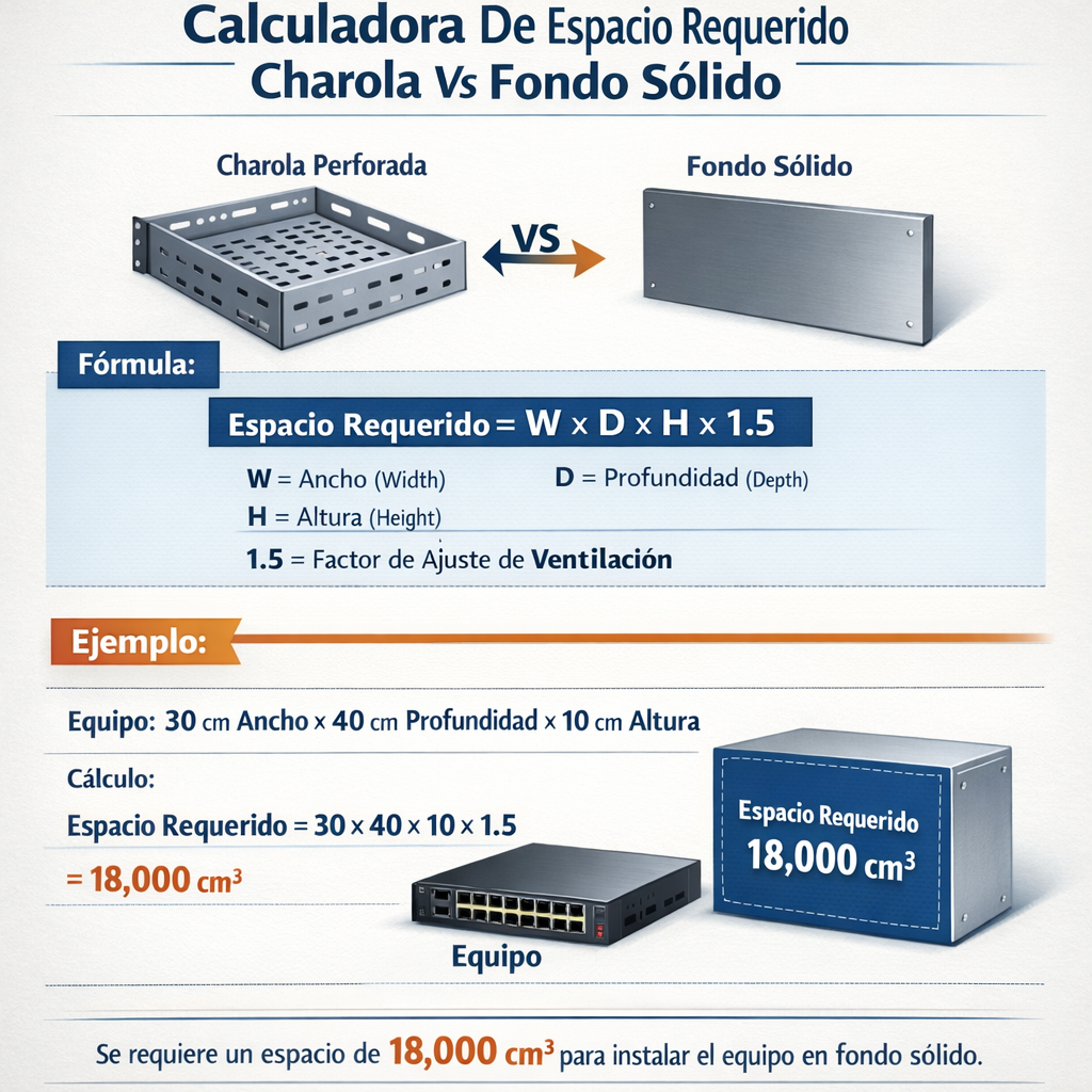 Calculadora De Espacio Requerido Charola Vs Fondo Solido para diseño eficiente