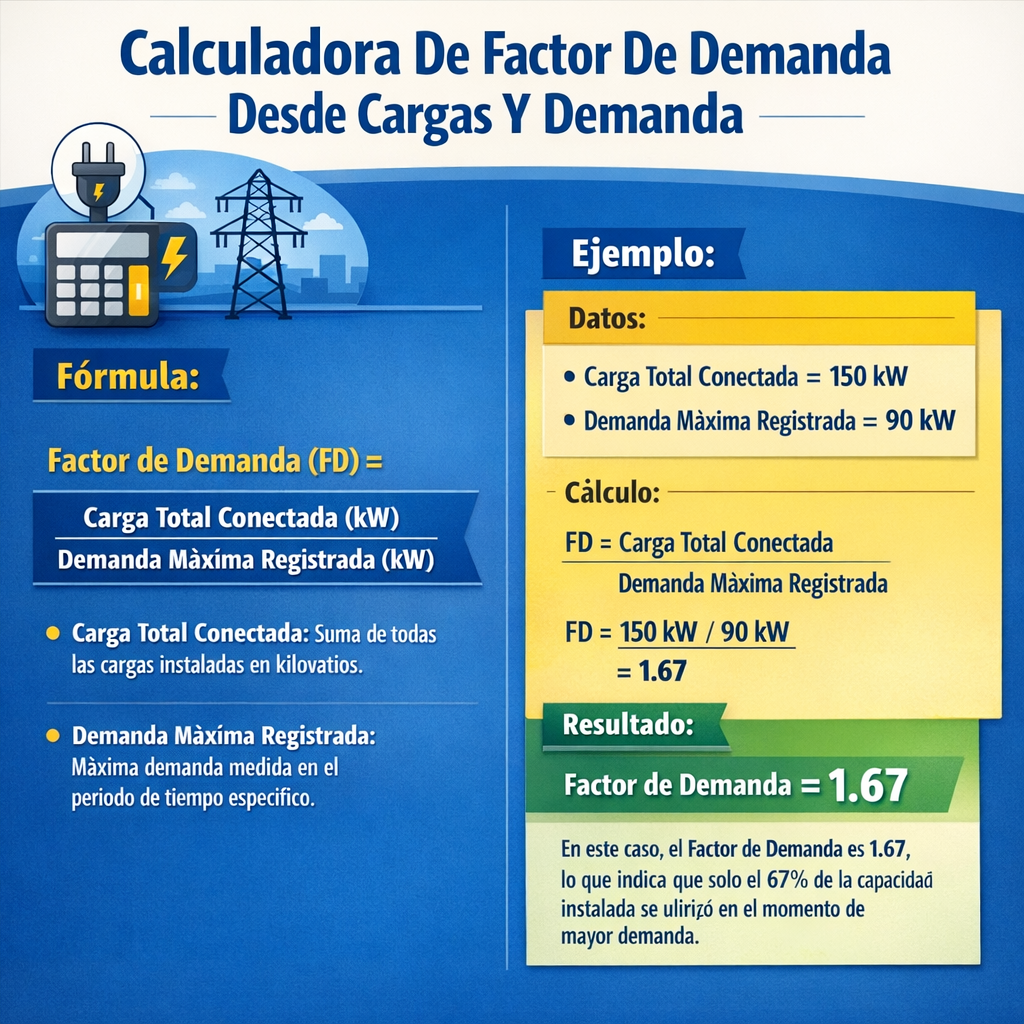 Calculadora De Factor De Demanda Desde Cargas Y Demanda para proyectos eléctricos