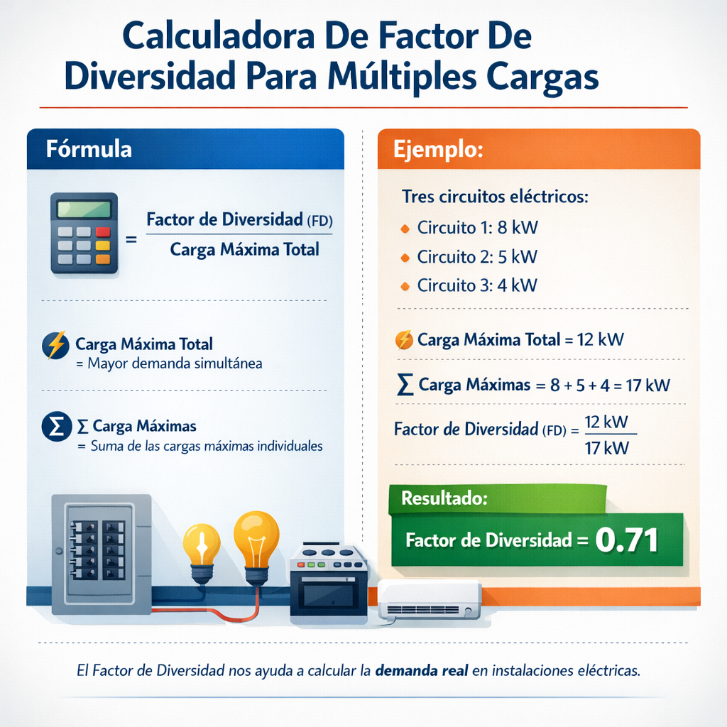 Calculadora de factor de diversidad para múltiples cargas: guía práctica y rápida