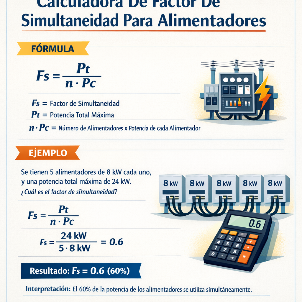 Calculadora de factor de simultaneidad para alimentadores: guía y uso práctico
