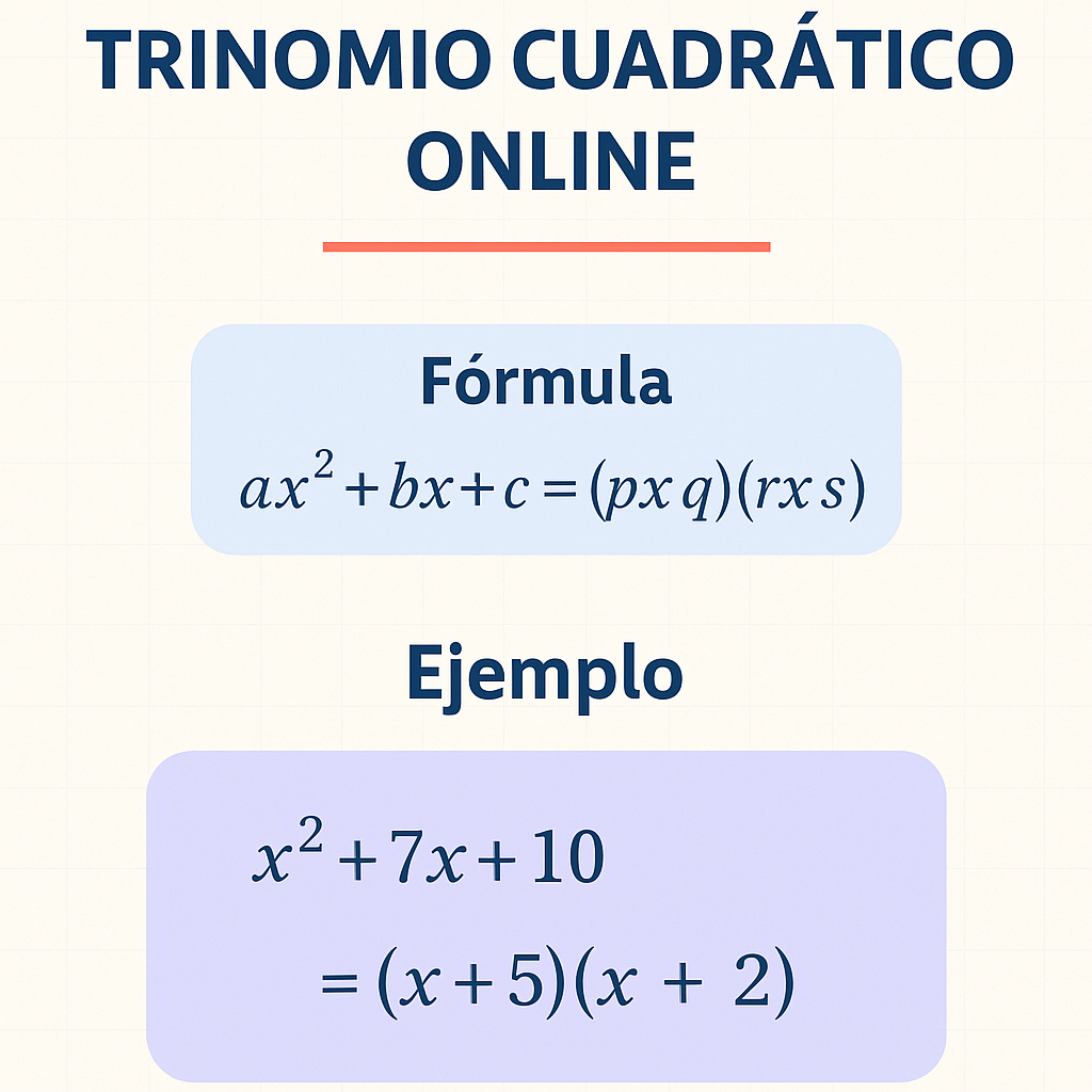 Calculadora de factorizacion de trinomio cuadratico online rápida y gratuita