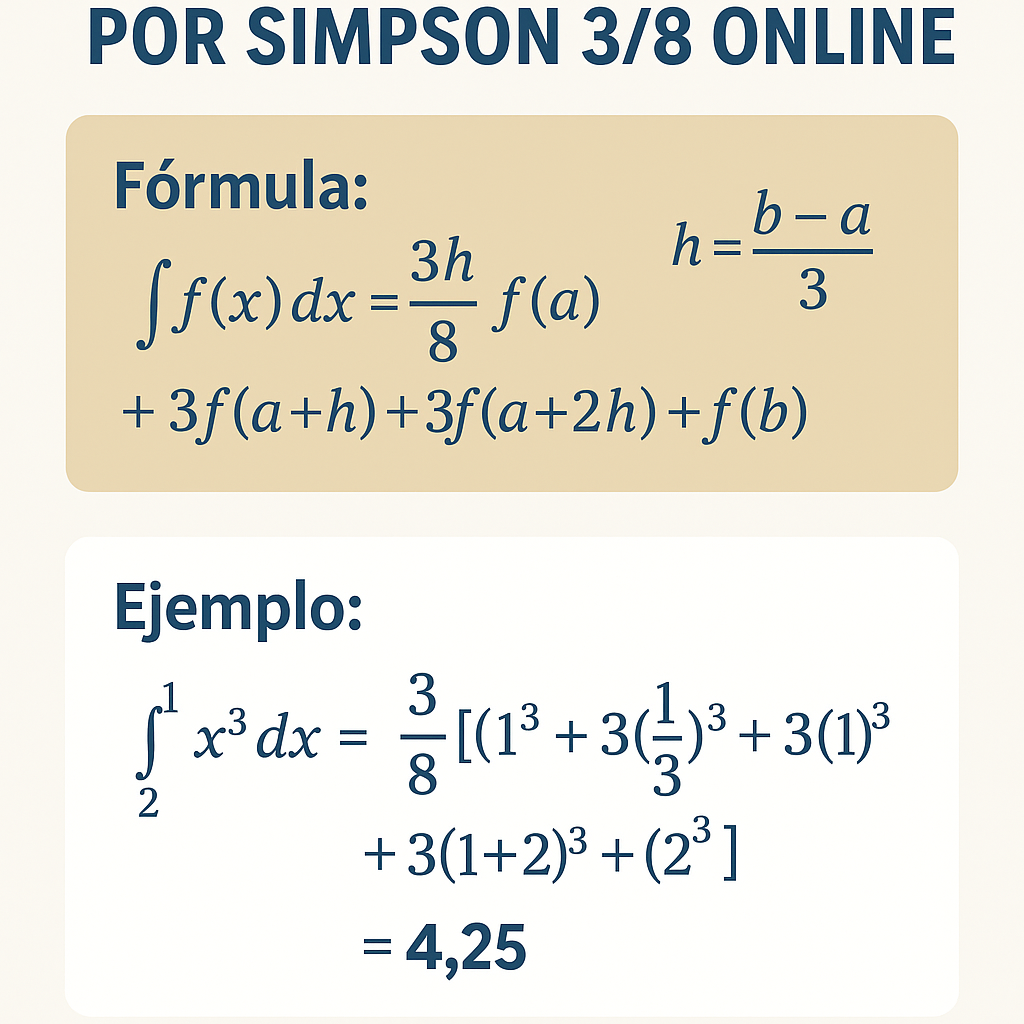 Calculadora de integracion numerica por Simpson 3 8 online para resultados precisos