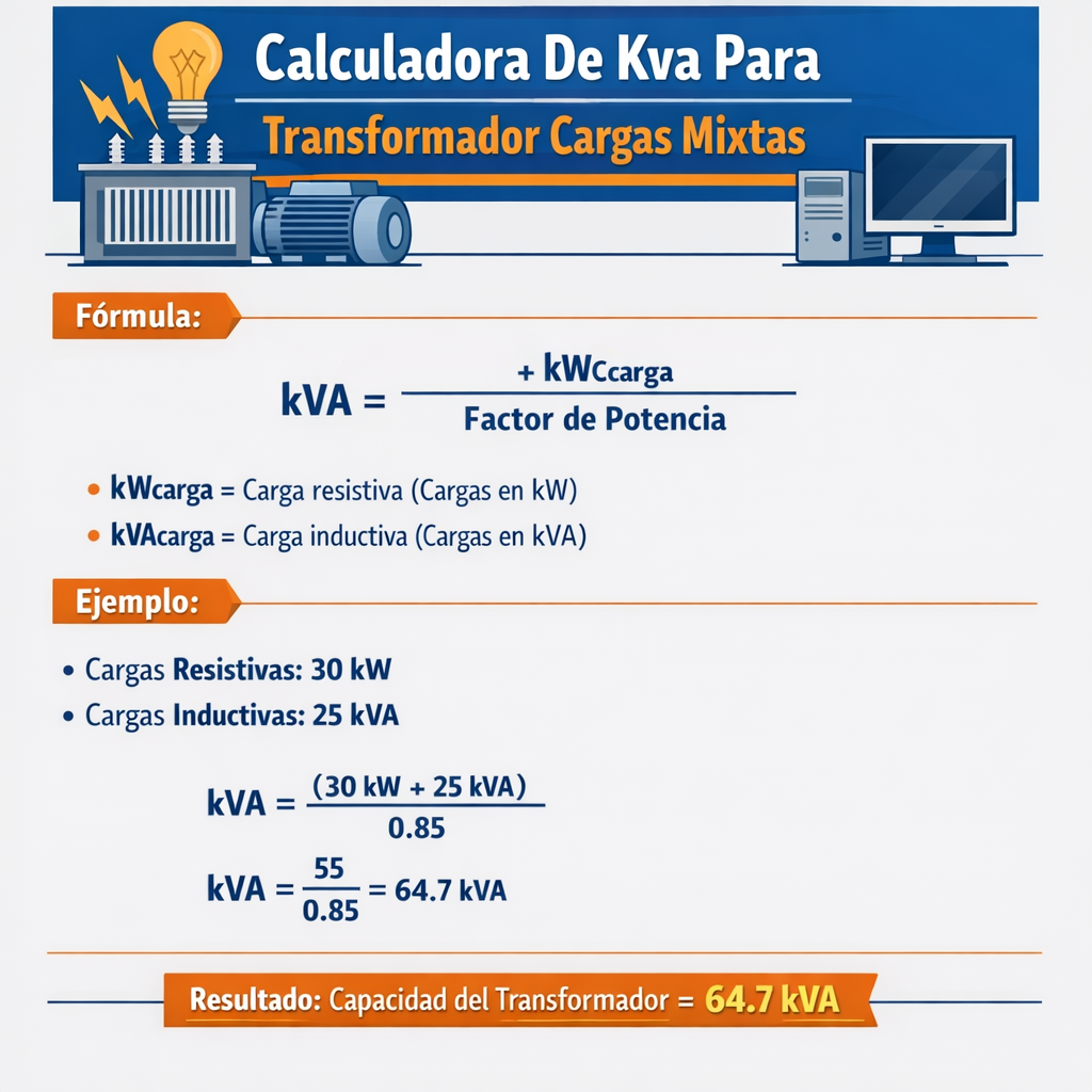 Calculadora de Kva para transformador cargas mixtas: guía y herramienta práctica