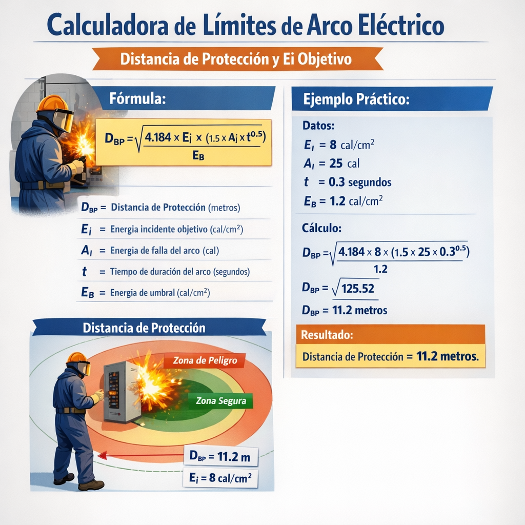 Calculadora de limites de arco electrico distancia proteccion y ei objetivo preciso