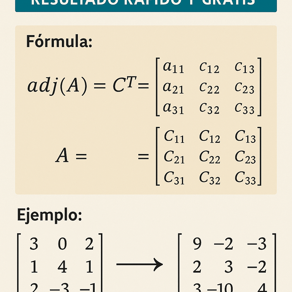Calculadora de matriz adjunta resultado rapido y gratis paso a paso y fiable