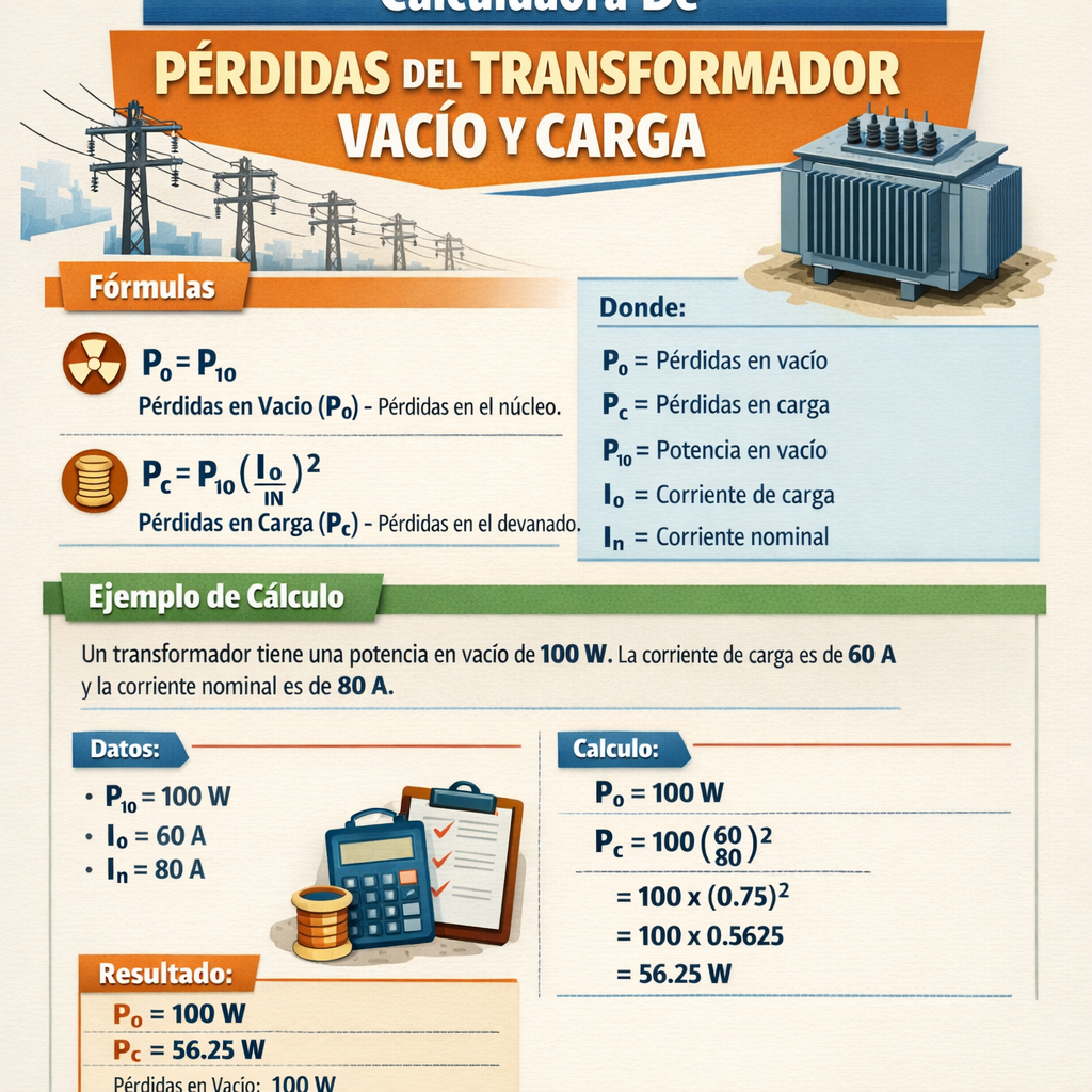 Calculadora de pérdidas del transformador vacío y carga fácil y precisa