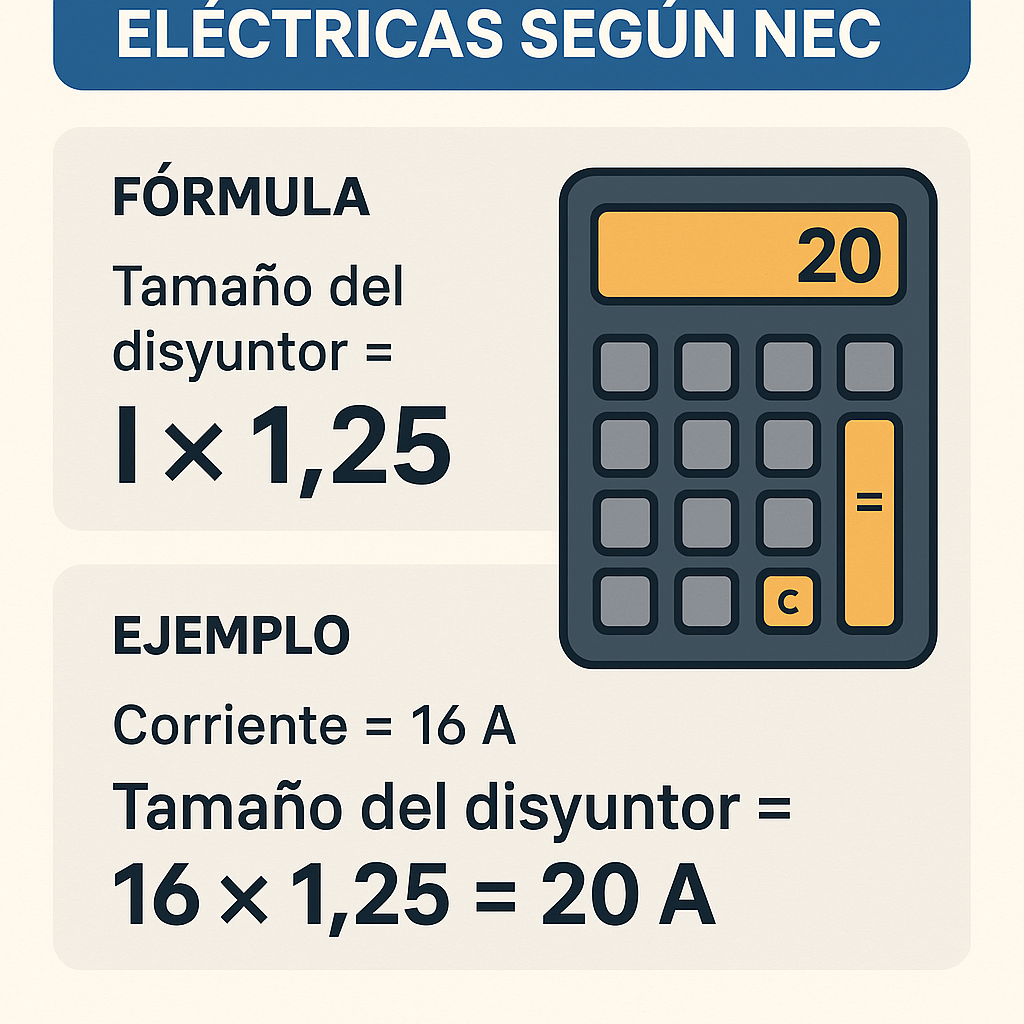 Calculadora de protecciones electricas segun NEC rápida para instalaciones seguras