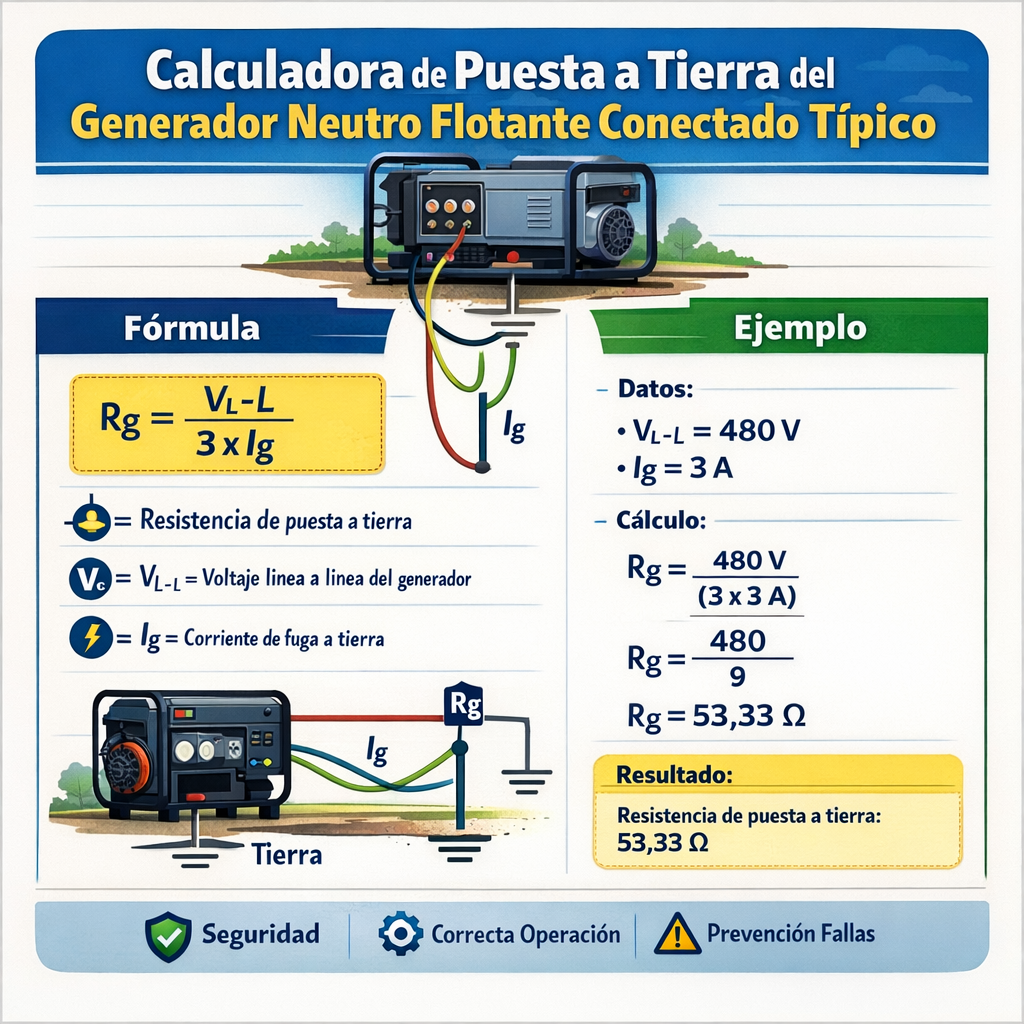 Calculadora de puesta a tierra del generador neutro flotante conectado típico para proyectos eléctricos