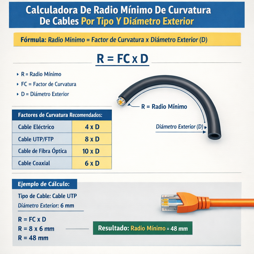Calculadora De Radio Minimo De Curvatura De Cables Por Tipo Y Diametro Exterior: guía rápida