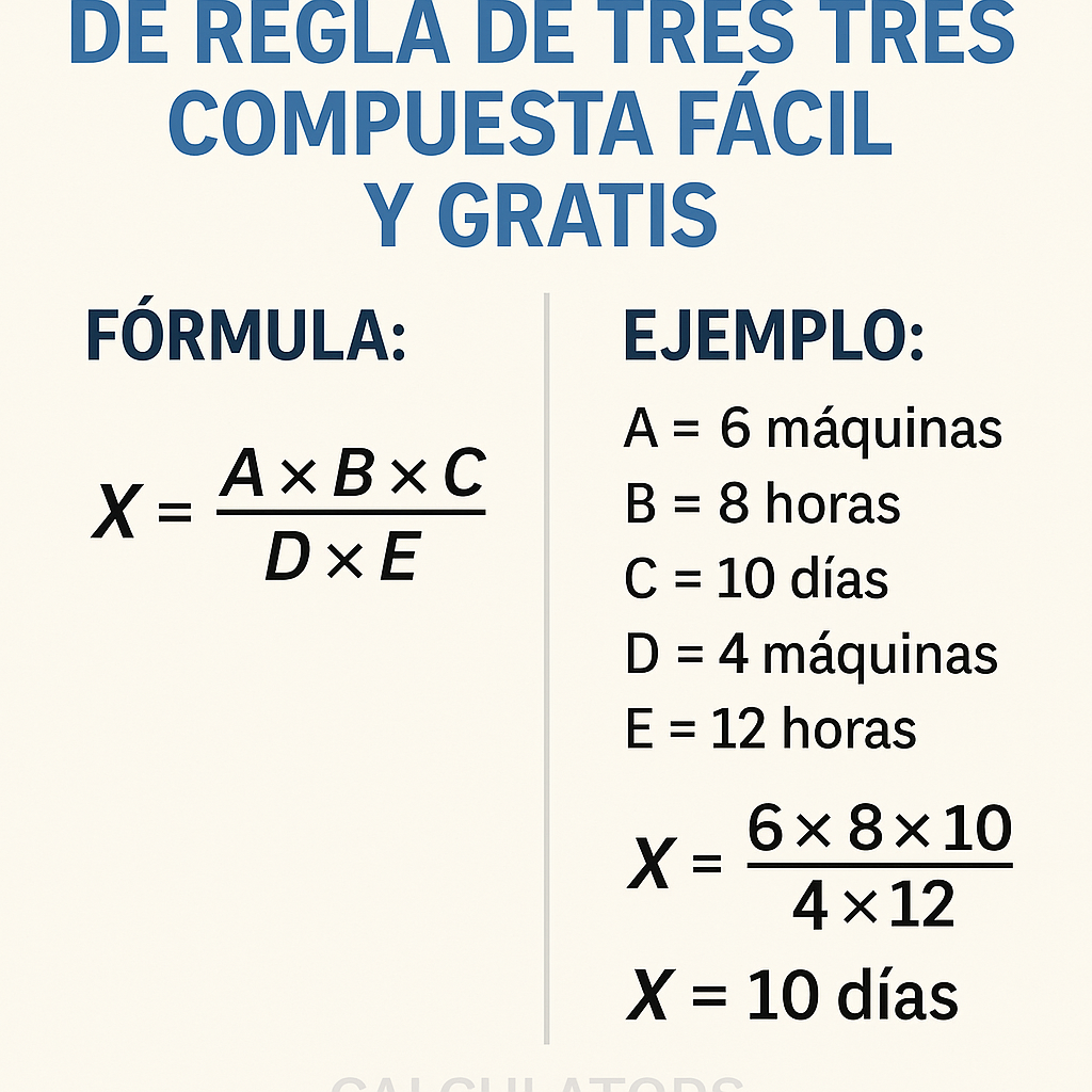 Calculadora De Regla De Tres Compuesta Facil Y Gratis para resolver proporciones rápidamente