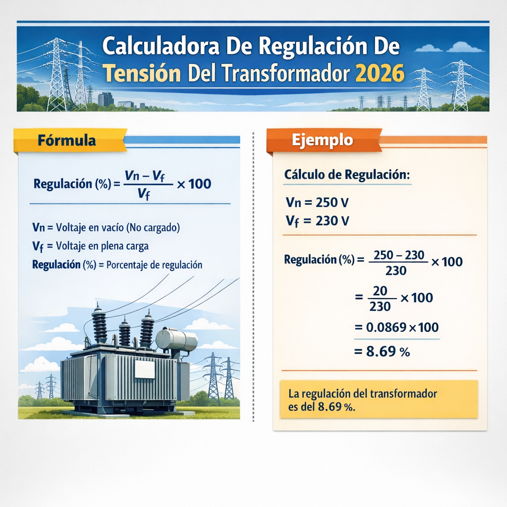 Calculadora de regulación de tensión del transformador 2026: guía y herramienta práctica