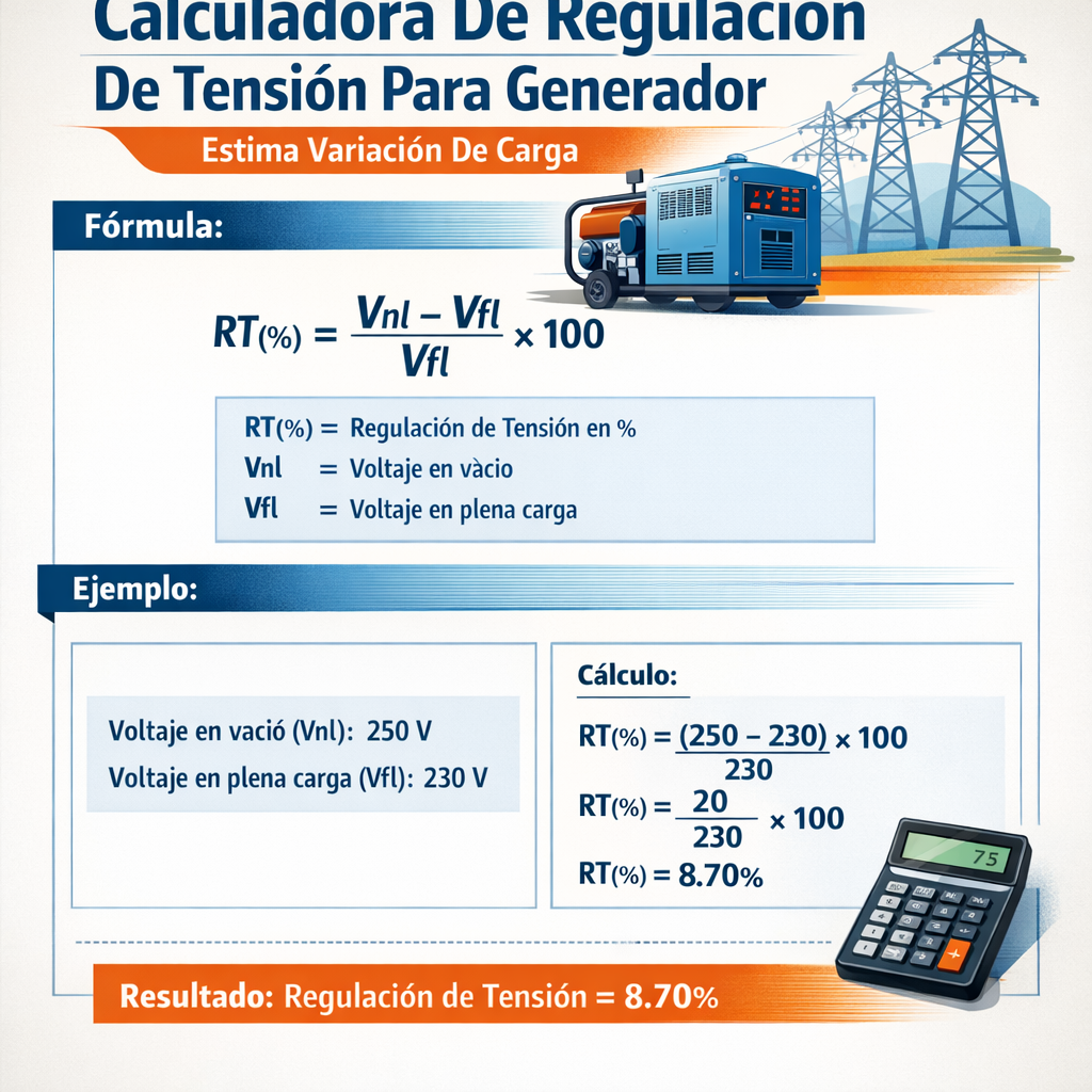 Calculadora de regulacion de tension para generador estima variacion de carga eficiente y precisa