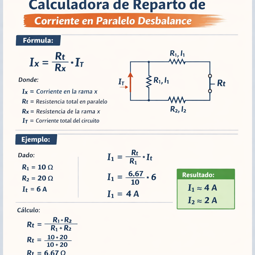 Calculadora de reparto de corriente en paralelo desbalance para instalaciones eléctricas