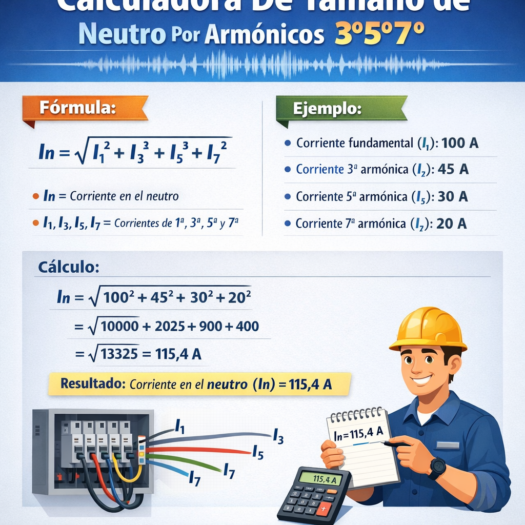 Calculadora de tamaño de neutro por armónicos 3o5o7o: guía práctica eficaz