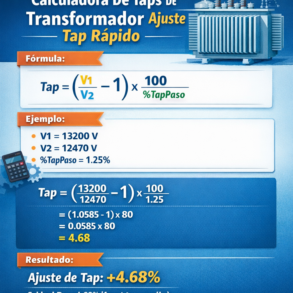 Calculadora de Taps de Transformador ajuste tap rapido para dimensionamiento exacto