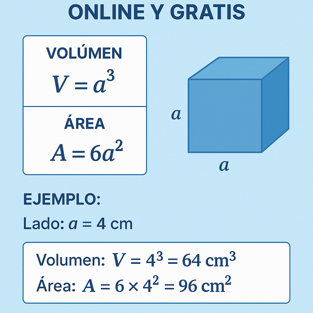 Calculadora De Volumen Y Area De Cubo Online Y Gratis para estudiantes y profesionales