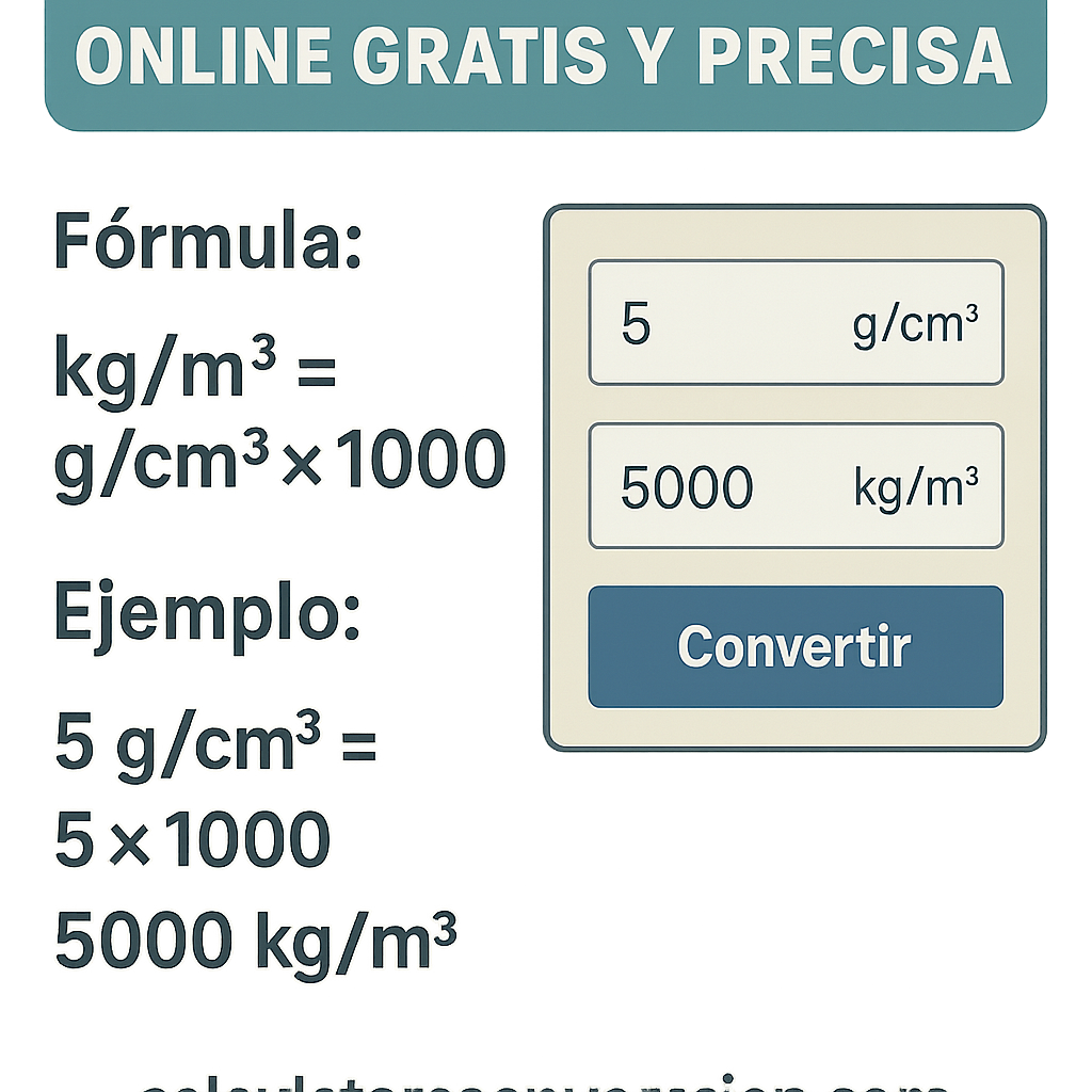 Calculadora G Cm3 A Kg M3 Online Gratis Y Precisa para conversiones rápidas
