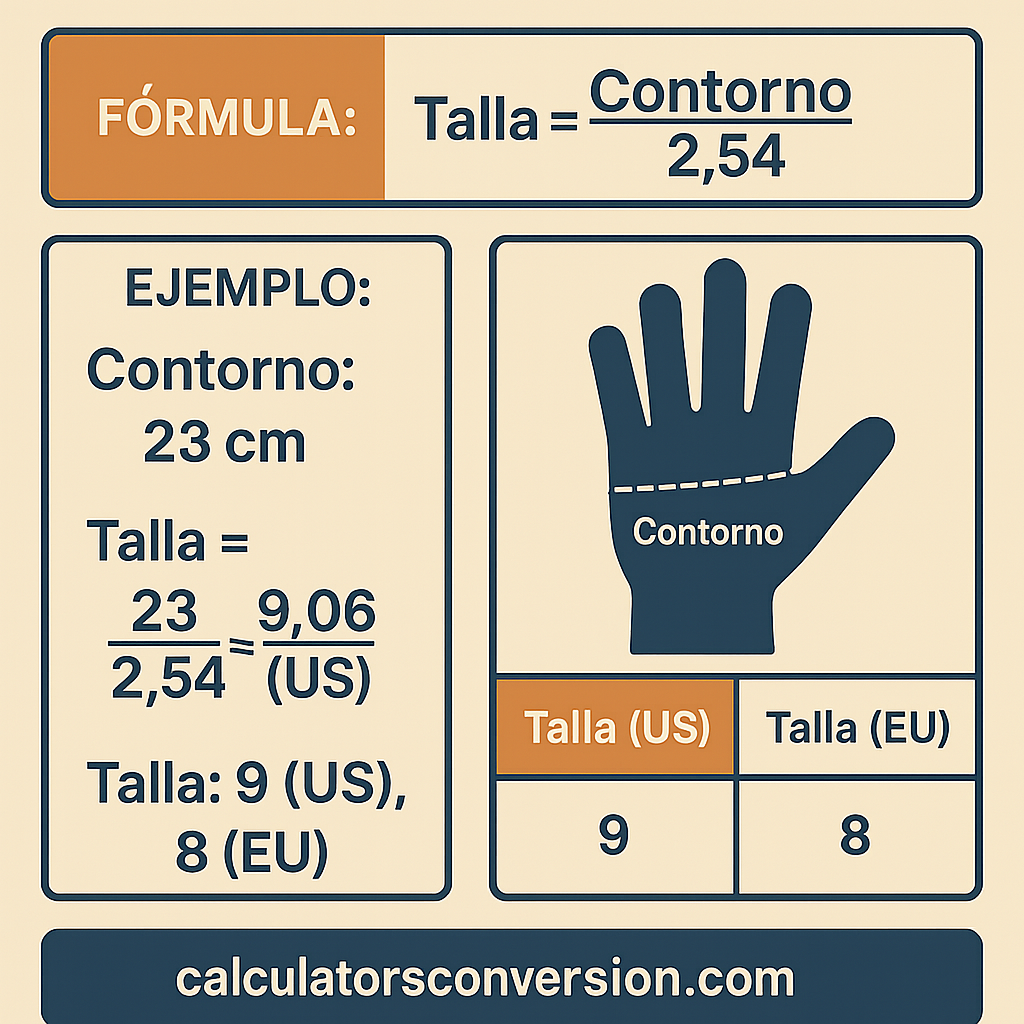 Calculadora Guantes Contorno Cm In A Talla Us Eu Rapida para elegir tu medida adecuada