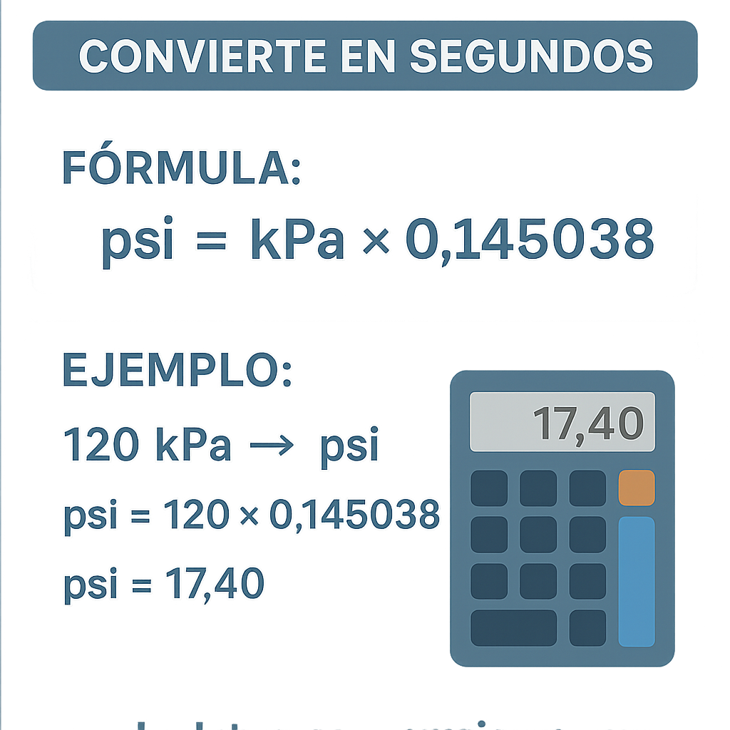 Calculadora Kilopascal A Psi Convierte En Segundos para mediciones precisas