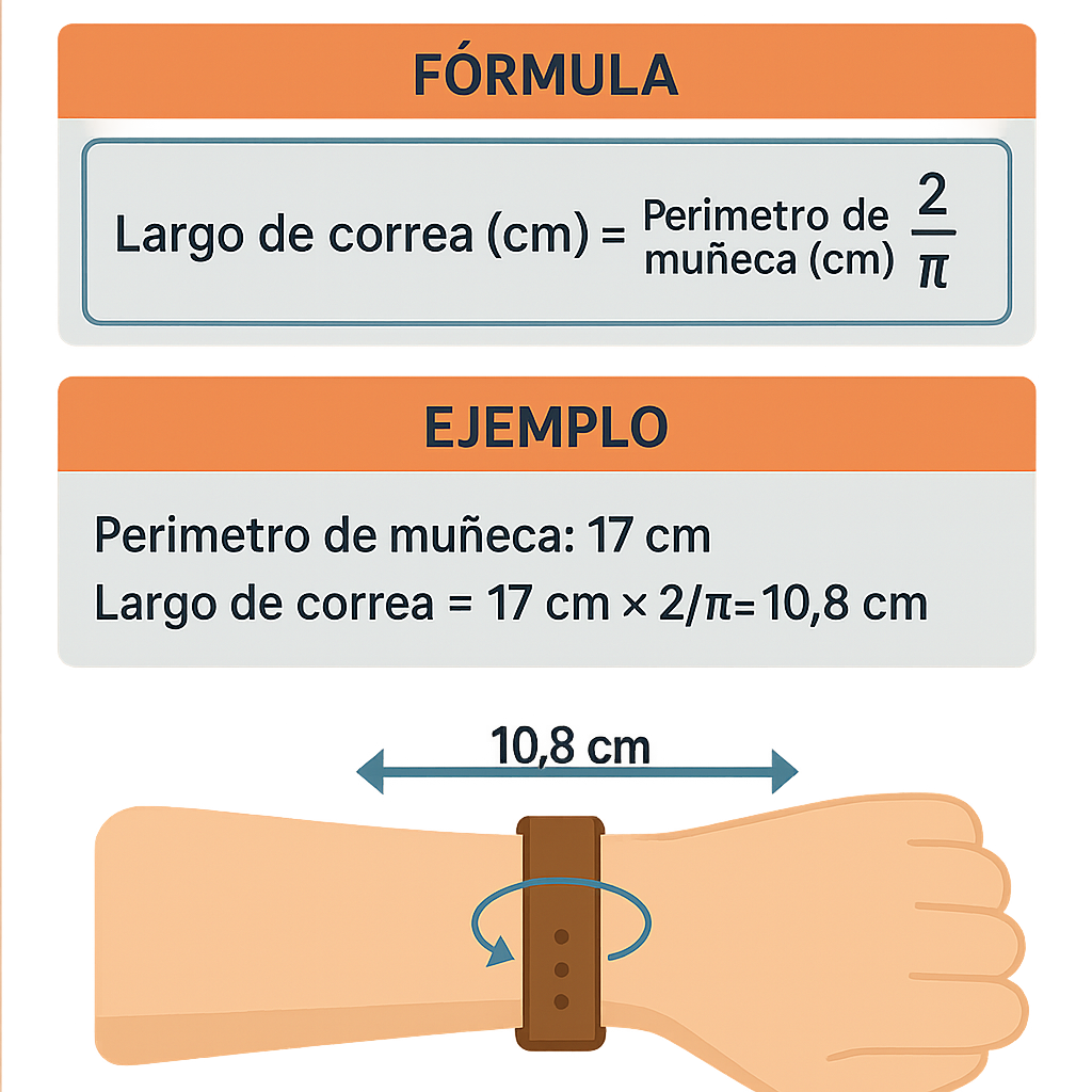 Calculadora Largo De Correa A Perimetro De Muneca Cm In para elegir talla adecuada