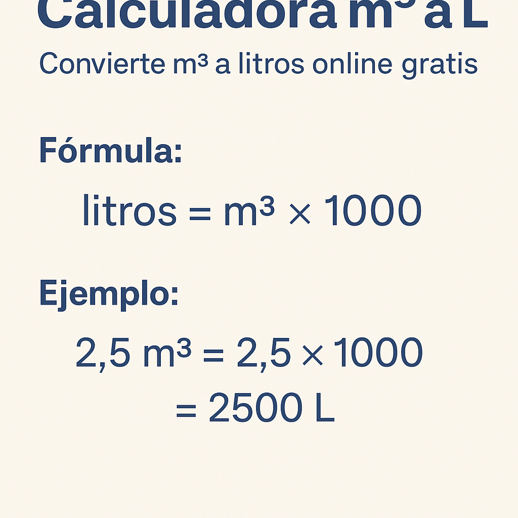 Calculadora M3 A L Convierte M3 A Litros Online Gratis fácil y precisa