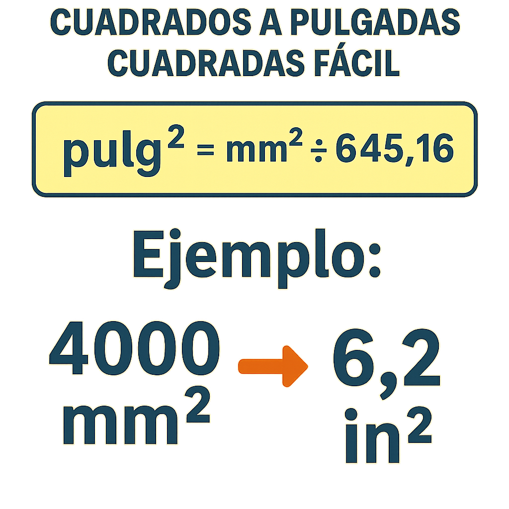 Calculadora milimetros cuadrados a pulgadas cuadradas facil: conversión rápida y exacta