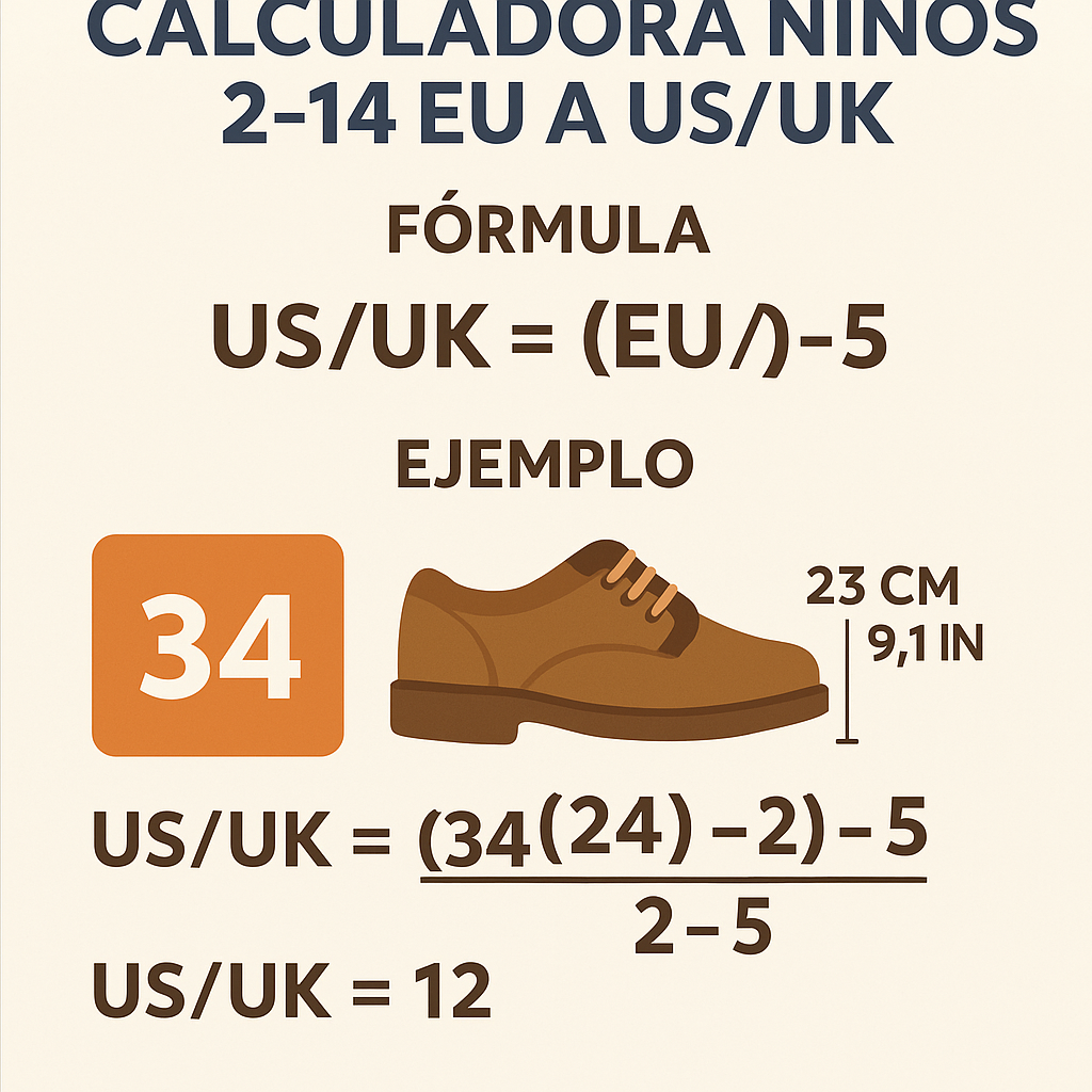 Calculadora Ninos 2 14 Eu A Us Uk Medidas Cm In para elegir talla correcta