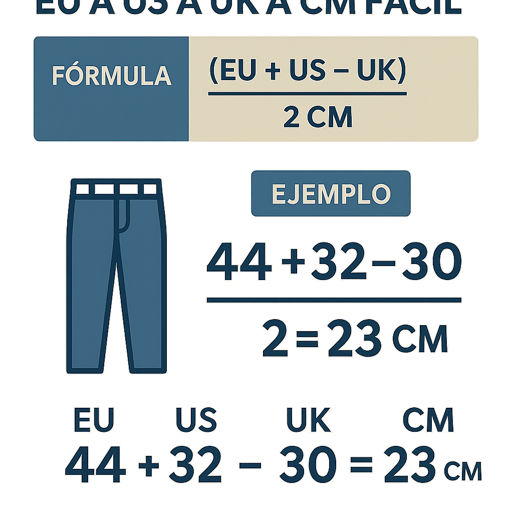 Calculadora Pantalon Formal Eu A Us A Uk A Cm Facil para tallas precisas