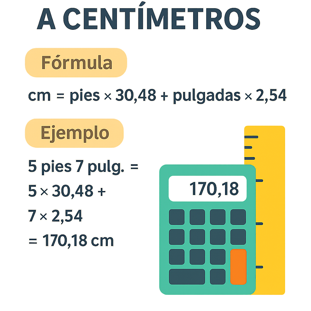 Calculadora Pies Y Pulgadas Combinados A Centimetros Gratis fácil y precisa
