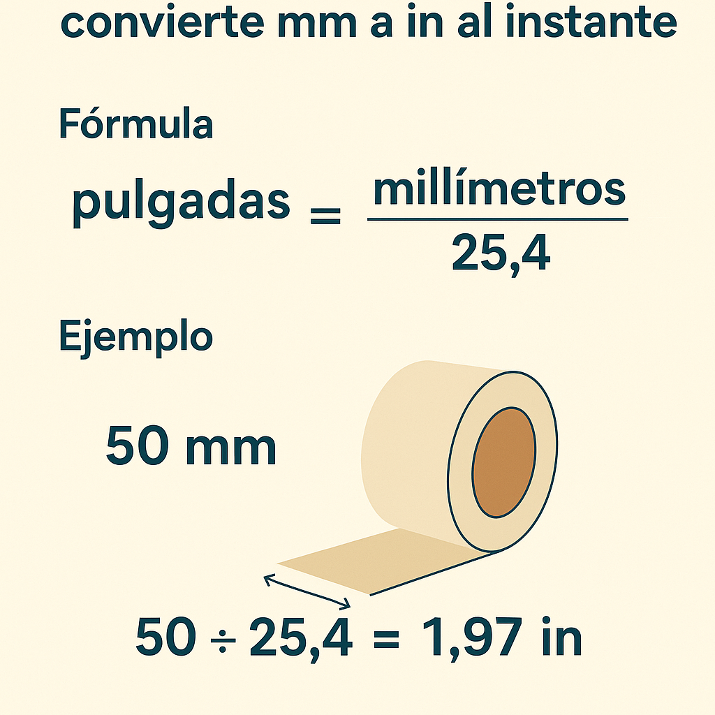 Calculadora rollos de cinta: convierte mm a in al instante para embalaje eficiente
