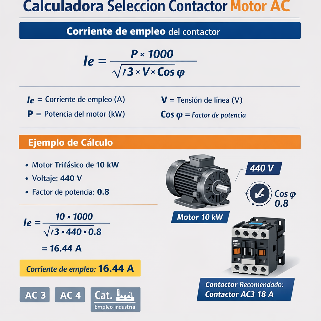 Calculadora Seleccion Contactor Motor Ac 3 Ac 4 Corriente Y Cat Empleo guía práctica