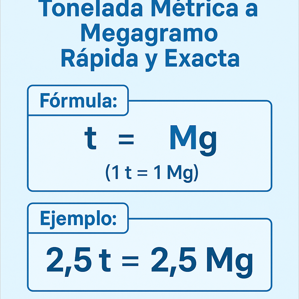 Calculadora Tonelada Metrica A Megagramo Rapida Y Exacta para conversiones fiables