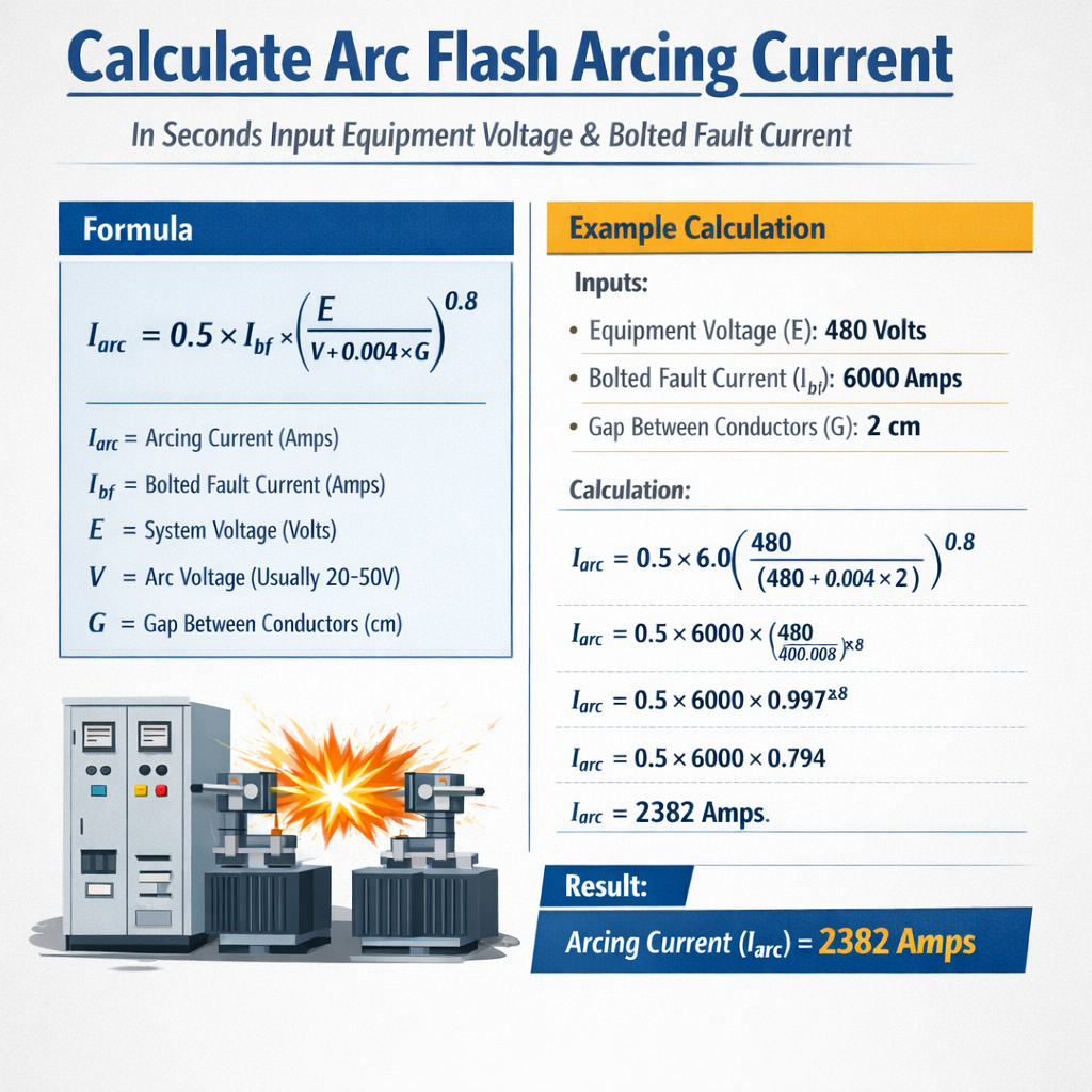 Calculate Arc Flash Arcing Current In Seconds Input Equipment Voltage Bolted Fault Current Guide