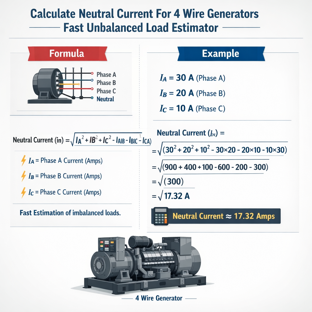 Calculate Neutral Current For 4 Wire Generators Fast Unbalanced Load Estimator Tutorial