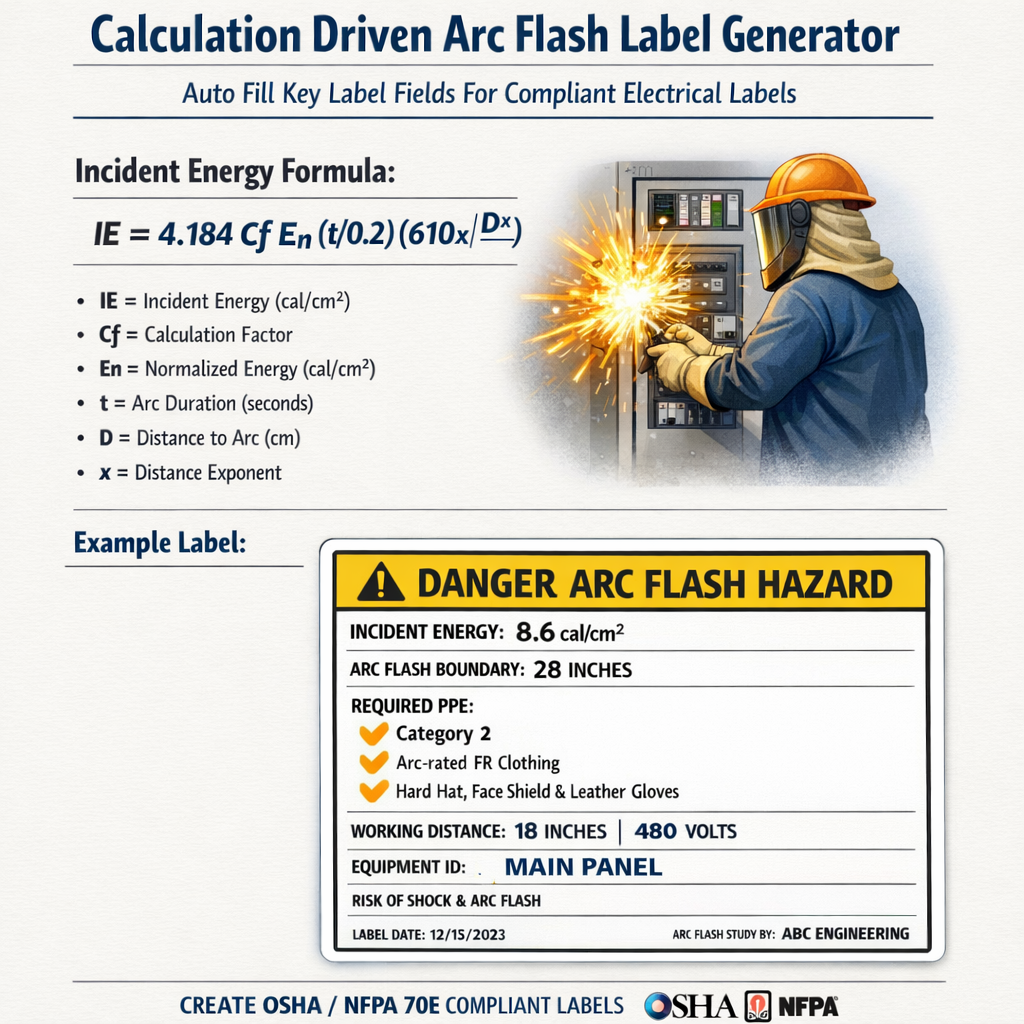 Calculation Driven Arc Flash Label Generator Auto Fill Key Label Fields For Compliant Electrical Labels