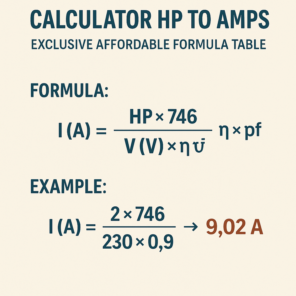 Calculator Hp To Amps Exclusive Affordable Formula Table for Quick Conversions