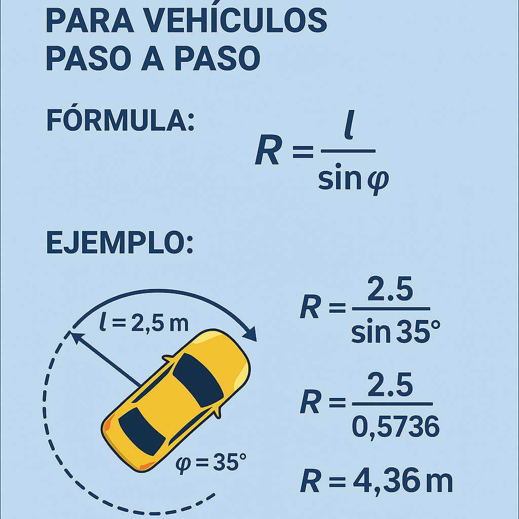 Calculo del radio de giro para vehiculos paso a paso explicado y práctico