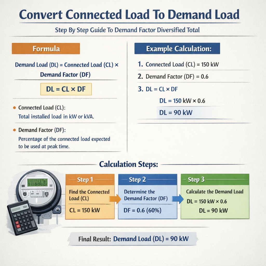 Convert Connected Load To Demand Load Step By Step Guide To Demand Factor Diversified Total