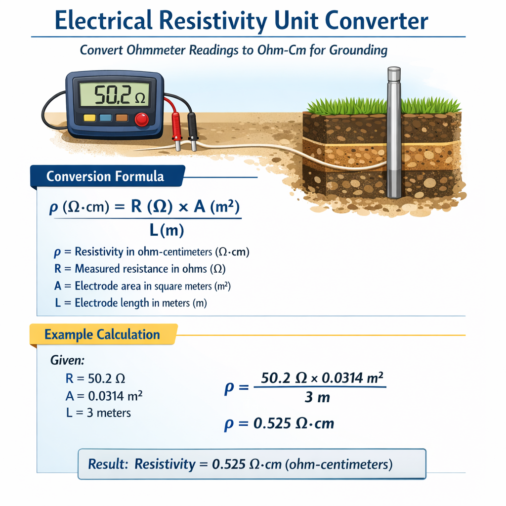 Electrical Resistivity Unit Converter Convert Ohmmeter Readings To Ohm Cm For Grounding Guide