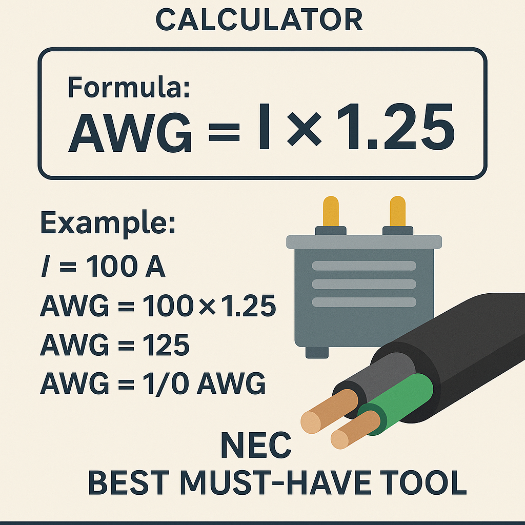 Feeder Cable Sizing Awg For Transformer Calculator Nec Best Must Have Nec Tool Guide