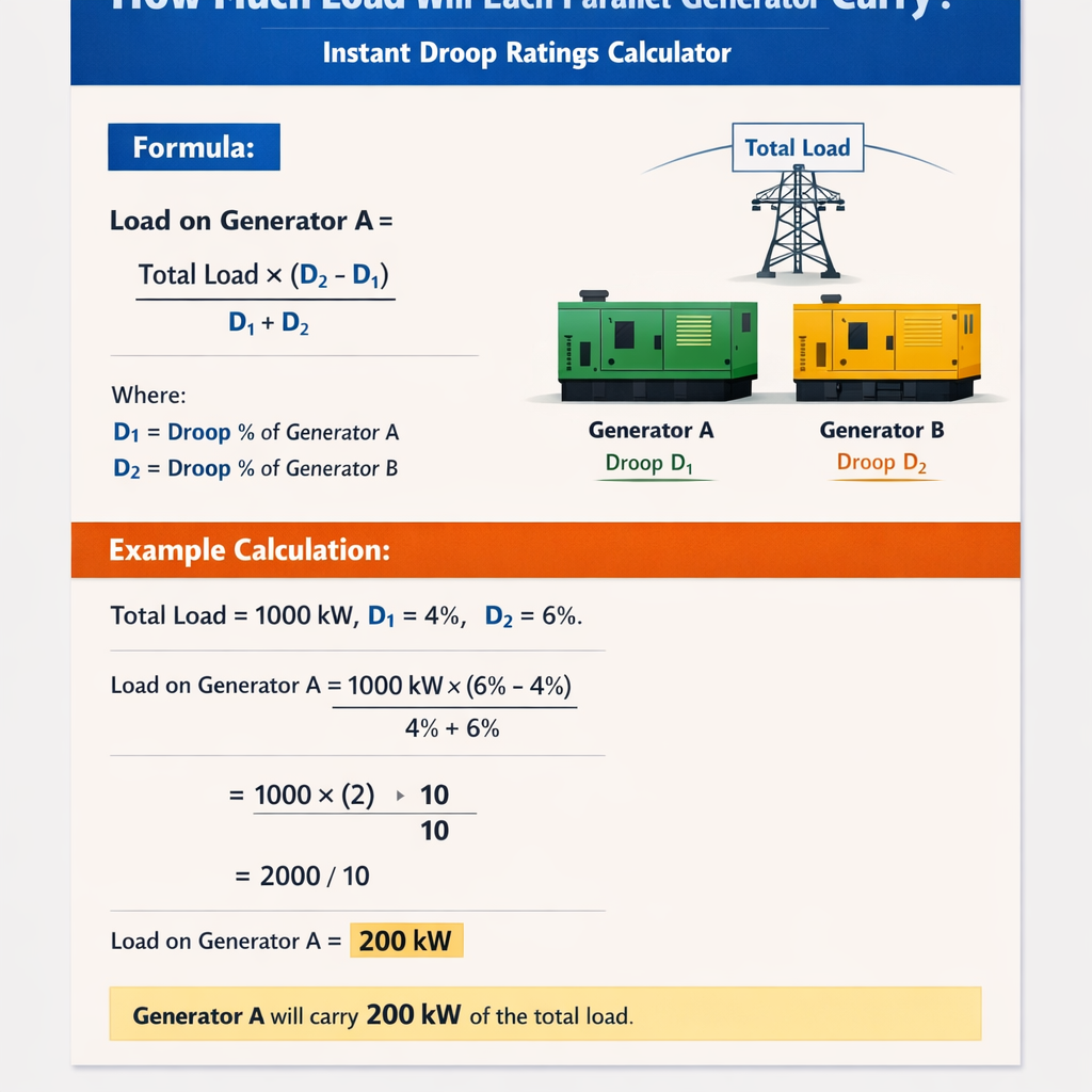 How Much Load Will Each Parallel Generator Carry Instant Droop Ratings Calculator guide