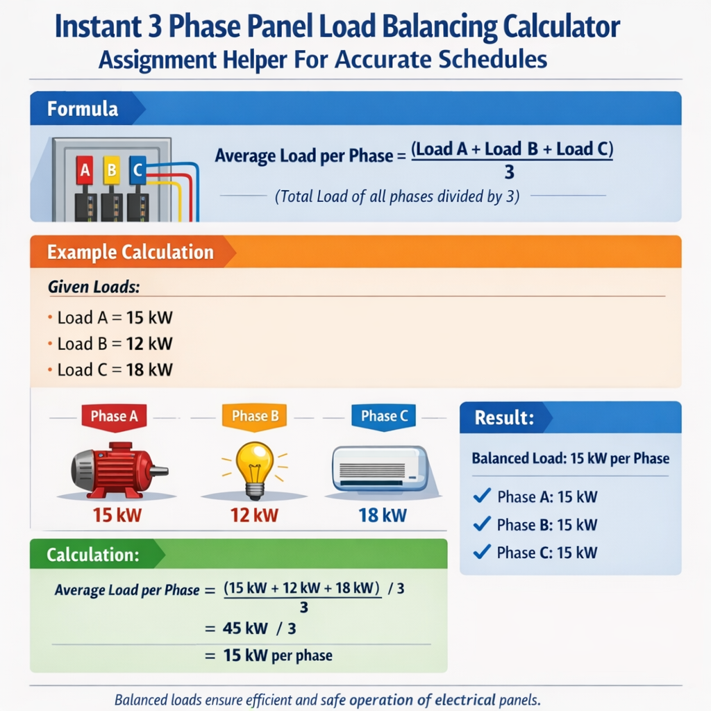 Instant 3 Phase Panel Load Balancing Calculator Assignment Helper For Accurate Schedules