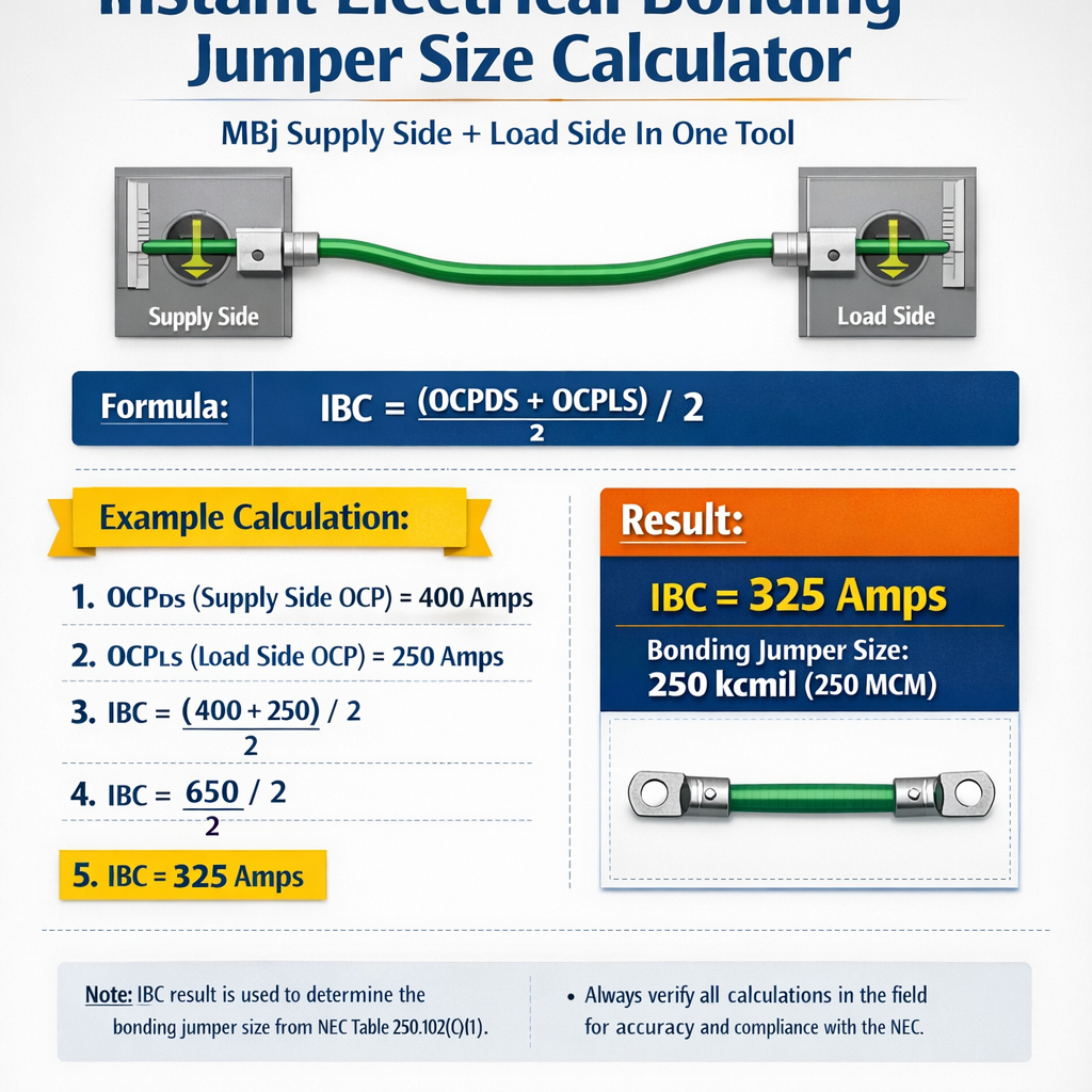 Instant Electrical Bonding Jumper Size Calculator Mbj Supply Side Load Side In One Tool