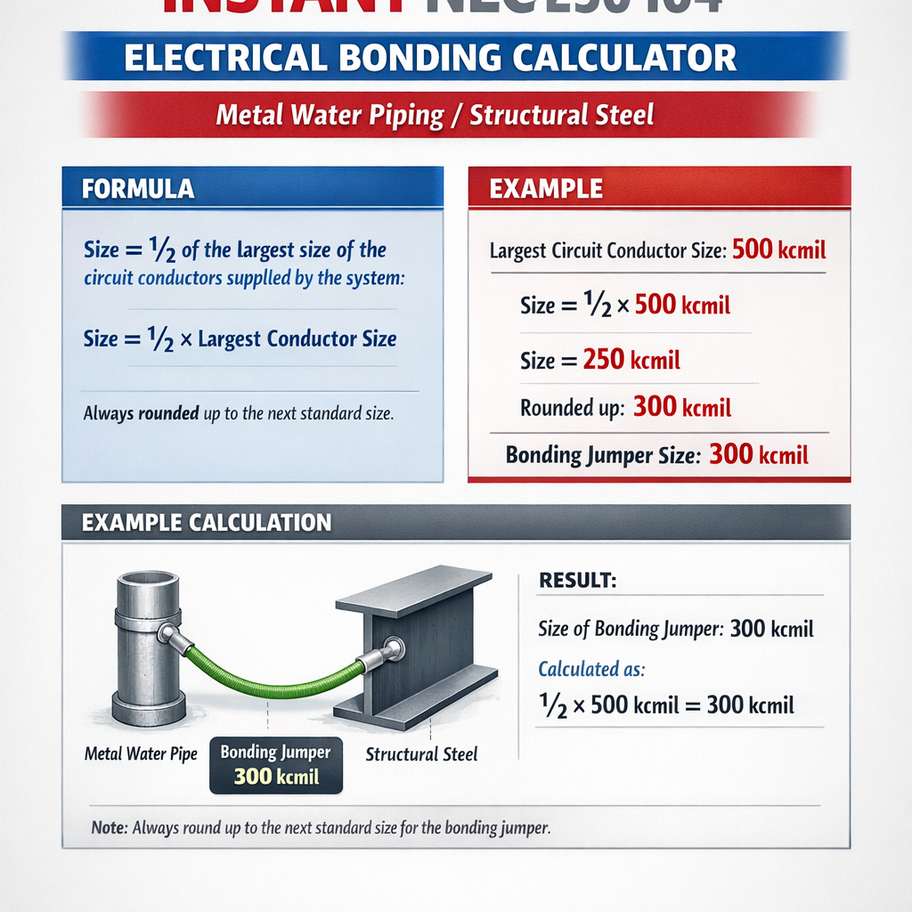 Instant Nec 250 104 electrical bonding calculator metal water piping structural steel
